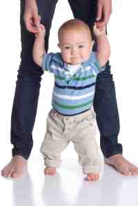 baby walking with mother small